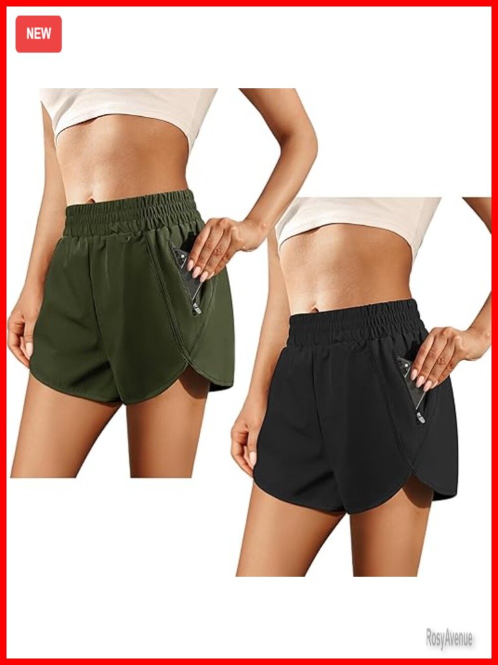 2 Pack Women's Athletic Shorts Quick Dry High Waisted Running Shorts With Zip